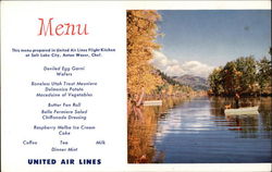 United Airlines Menu Quiet River in Northern Idaho Aircraft Postcard Postcard