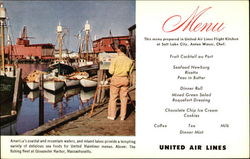 United Airlines Menu The Fishing Fleet Postcard