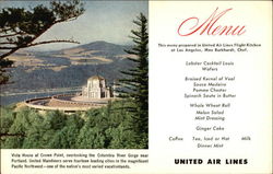 United Airlines Menu Vista House at Crown Point Postcard