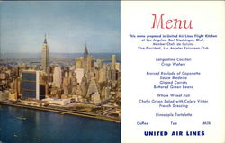 United Airlines Menu Landmarks in Manhattan Postcard