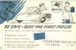 Mobil oil Be Safe Beat The First Freeze Advertising Postcard Postcard