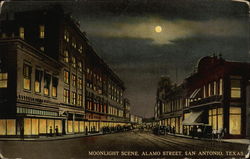 Moonlight Scene, Alamo Street San Antonio, TX Postcard Postcard