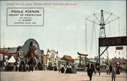 Board Walk, Wonderland Park Revere Beach, MA Postcard Postcard