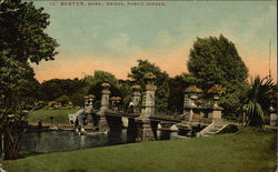 Bridge, Public Gardn Boston, MA Postcard Postcard