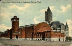 State Armory, Court House in Background Postcard