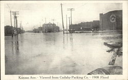 Kansas Avenue from Cudahy Packing Co. - 1908 Flood Postcard