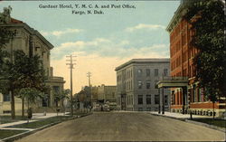 Gardner Hotel, Y.M.C.A. and Post Office Fargo, ND Postcard Postcard