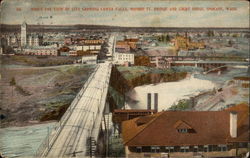 Bird's Eye View of City Showing Lower Falls, Monroe St. Bridge and Court House Postcard