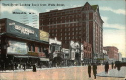 Third Street Looking South from Wells Street Milwaukee, WI Postcard Postcard