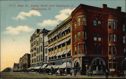 Main St., looking north from Washington Street Bloomington, IL Postcard Postcard