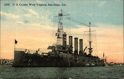 US Cruiser West Virginia Postcard