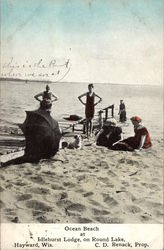 Ocean Beach at Idlehurst Lodge on Round Lake, C.D. Benack, Prop Postcard