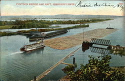 Pontoon Bridge and Raft, Mississippi River Postcard