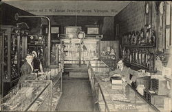 Interior of JW Lucas Jewelry Store Viroqua, WI Postcard Postcard