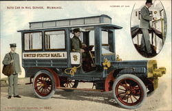 Auto Car in Mail Service Postcard