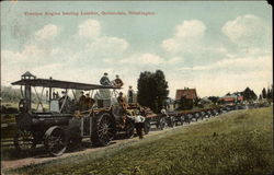 Traction Engine Hauling Lumber Postcard