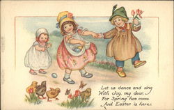 Three girls and Chicks With Children Postcard Postcard