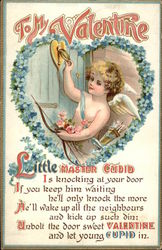 Cupid Knocking on the Door Postcard