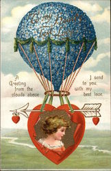 Hot Air Balloon of Forget-me-Nots and Heart Flowers Postcard Postcard