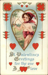 St. Valentine's Greetings for the one I love Cupid Postcard Postcard