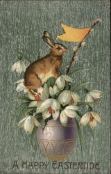 A Happy Eastertide With Bunnies Postcard Postcard