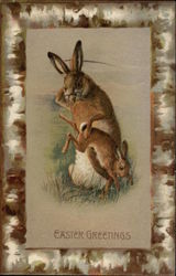 Easter Greetings With Bunnies Postcard Postcard