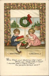 Christmas Greetings Children Postcard Postcard