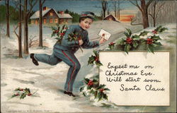 Mailman carrying Christmas Card Postcard