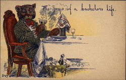 The Joys of a Bachelor's Life Bears Postcard Postcard