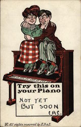 Try This on Your Piano Couples Postcard Postcard