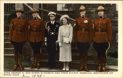 King George VI & Queen Elizabeth and Their RCMP Personal Bodyguard on Royal Tour Police Postcard Postcard