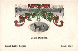 A Merry Christmas from Allen Sawyer, Rural Mail Carrier, Route 1 Postcard Postcard