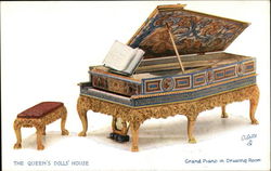 The Queen's Dolls' House. Grand Piano in Drawing Room Postcard