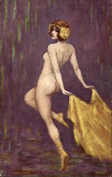 Nude Girl with Yellow Cape Postcard