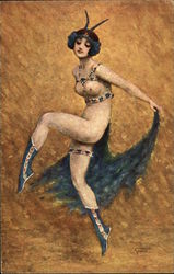 Nude Woman Dancing With Scarf Postcard