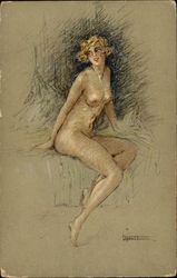 Nude Woman Drawing Pourquoi Seule? Art Postcard Postcard