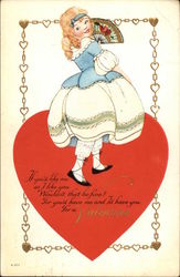 Young Girl with Heart Hearts Postcard Postcard