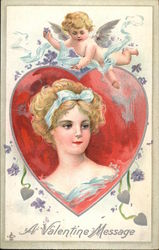 A Valentine Message Women Postcard Postcard