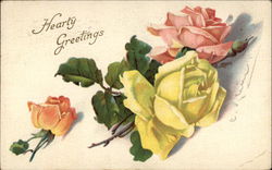 Hearty Greetings Flowers Postcard Postcard