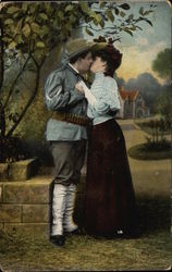 Man and Woman Kissing Postcard