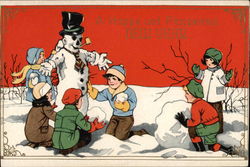 A Happy and Prosperous New Year Snowmen Postcard Postcard