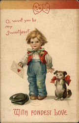 With Fondest Love - O, wont you be my Sweetheart Children Postcard Postcard