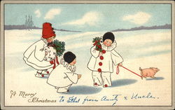 A Merry Christmas Children Postcard Postcard