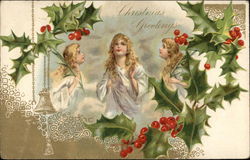 Christmas Greetings Angels Postcard Postcard