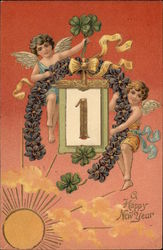 A Happy New Year Angels & Cherubs Postcard Postcard