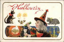 Halloween Witch Making Potions Postcard Postcard