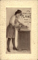 It's Perfectly Plane That I Love You Woman Carpenter Romance & Love Postcard Postcard