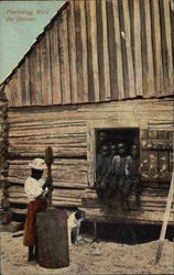 Pounding Rice for Dinner Black Americana Postcard Postcard