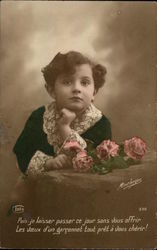 Young Child with Roses Postcard