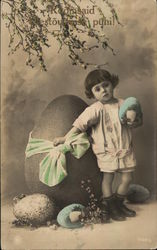 Child with Easter Eggs With Children Postcard Postcard